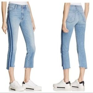 MOTHER The Insider Crop Step Fray Light Kitty Racer Jeans Women's Sz 25‎